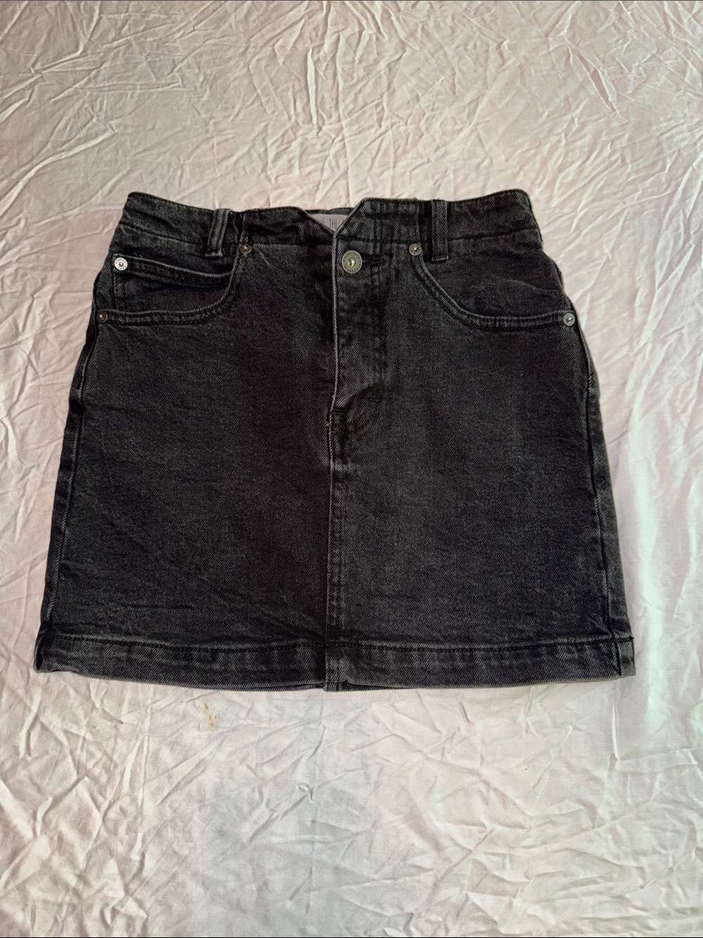 We The Free Black Denim Mini Skirt
